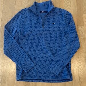 Vineyard Vines M Navy Patterned Pullover Quarter Zip